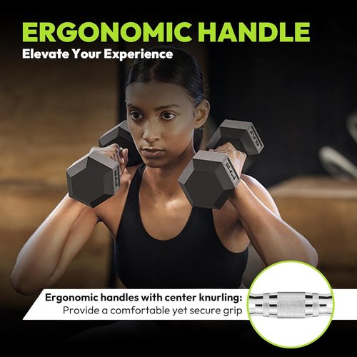 HANDBODE Hex Dumbbell Set - 2.5-65 lb Rubber Encased Weights for Strength Training | Set of 2