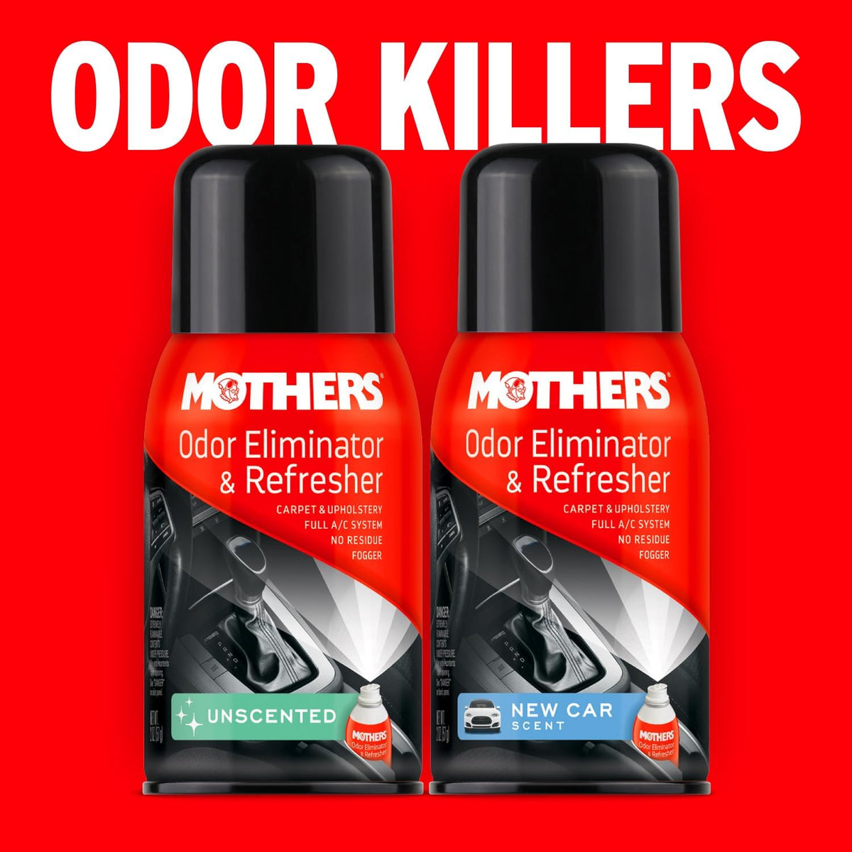 Mothers Odor Eliminator & Refresher, New Car Scent, 2 oz. Aerosol (06811) | Whole-Car Fogger Neutralizes Smoke, Pet, Food & Mildew Odors with CMM® Technology, Freshens Cabin & Vent Ducts