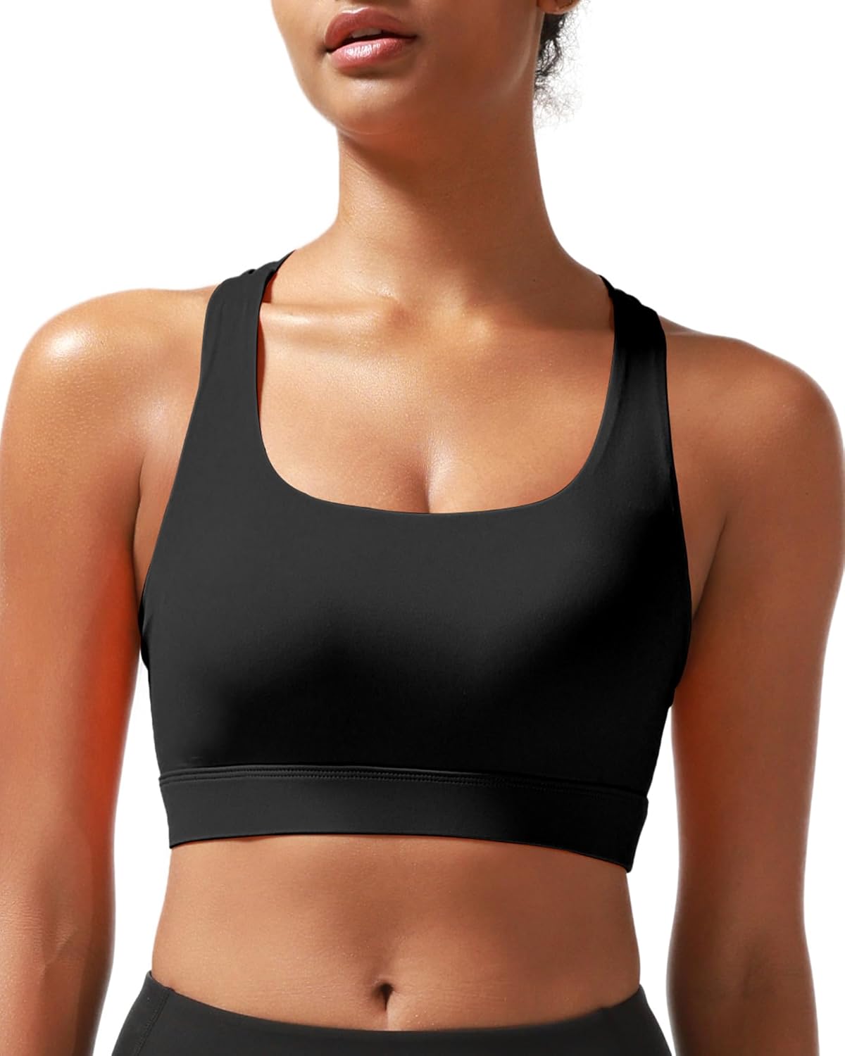 RUNNING GIRL High Impact Sports Bra - Scoop Neck Strappy Design for Maximum Support | Comfortable Moulded Cup