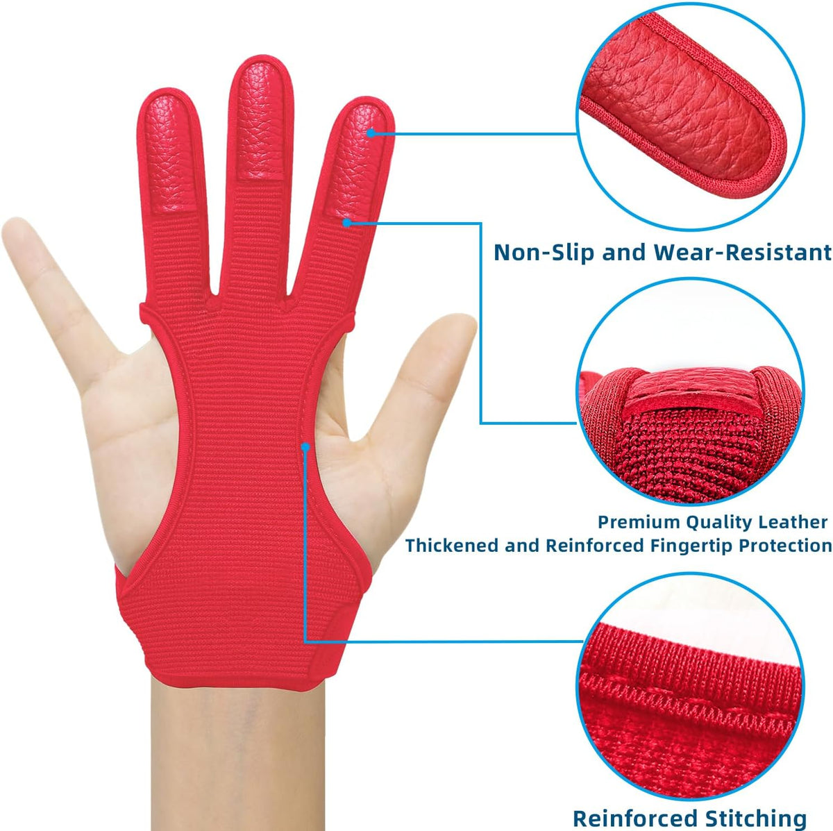 Seektop Archery Gloves - Leather Three Finger Protector for Youth & Adult Beginners