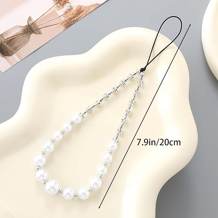 Beaded Phone Charm Lanyard Strap Girly Style Fixed Beads Pearl Lanyards