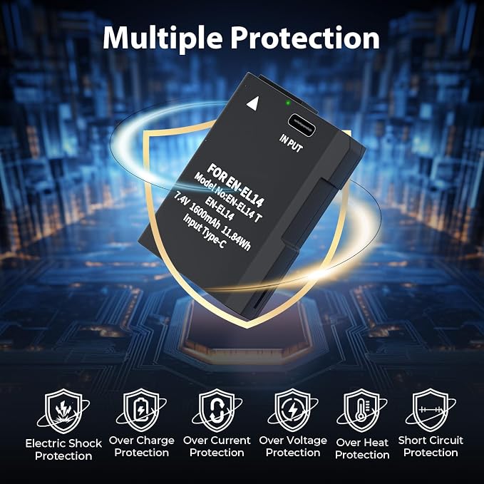 LP EN-EL14 EN-EL14a Battery 1600mAh 2-Pack