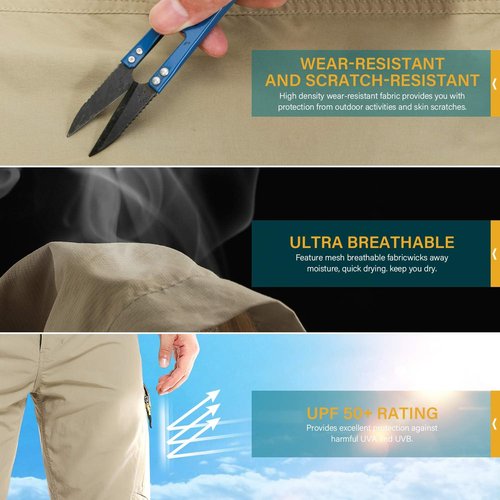 Jessie Kidden Men's Quick-Dry Convertible Hiking Pants - Ideal for Travel & Fishing | Versatile Design