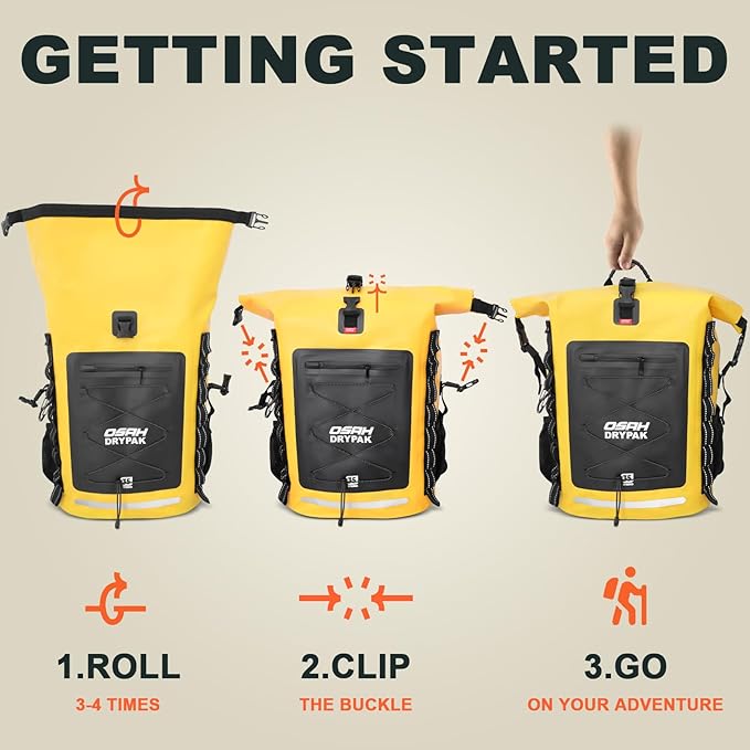 OSAH DRYPAK Waterproof Backpack Dry Bag 25L/35L/55L/85L – Heavy Duty Roll-Top