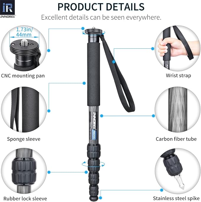 Carbon Fiber Camera Monopod INNOREL RM255C Professional Portable Compact