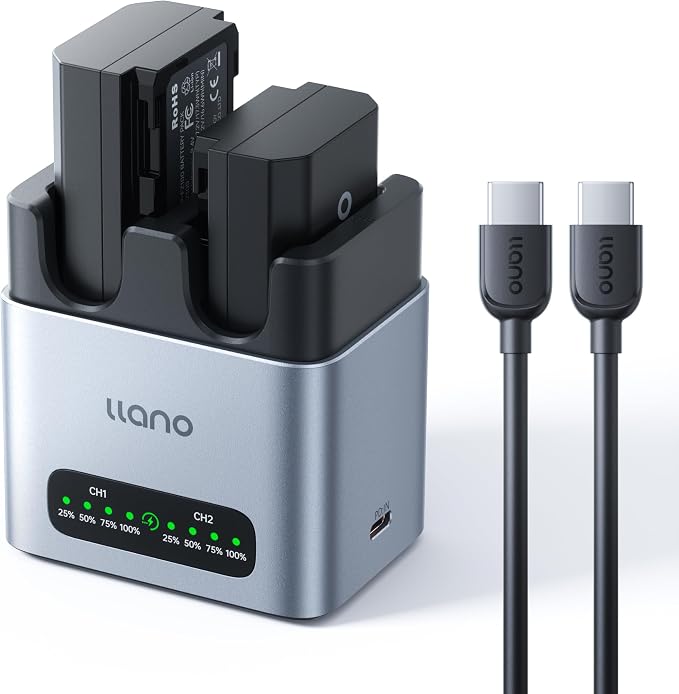 llano 2-Pack 2400mAH NP-FZ100 Battery & 20W Fast Charger Set:Dual Slot