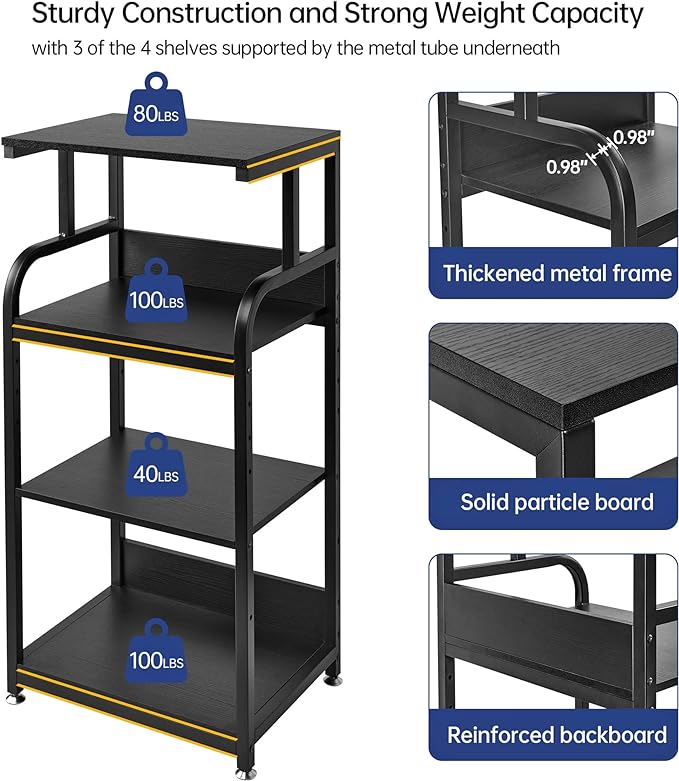 Fannova Printer Stand with Adjustable Shelf, 4 Tier Large Tall Printer Table