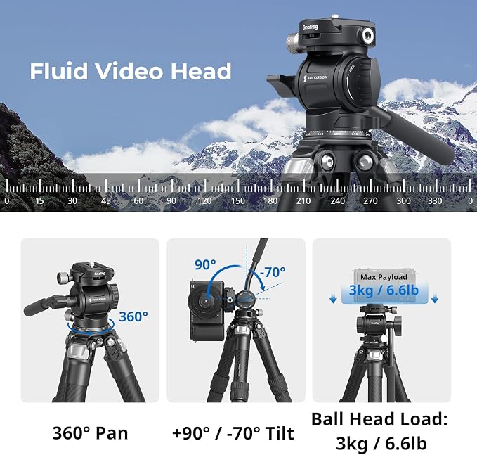 SmallRig Portable Carbon Fiber Tabletop Tripod Kit, Built-in QR Plate