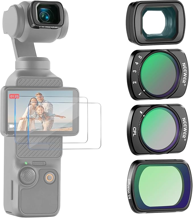 NEEWER Filter Set with 0.75x Wide Angle Lens 108° FOV, Variable ND 2-32 CPL 1/4