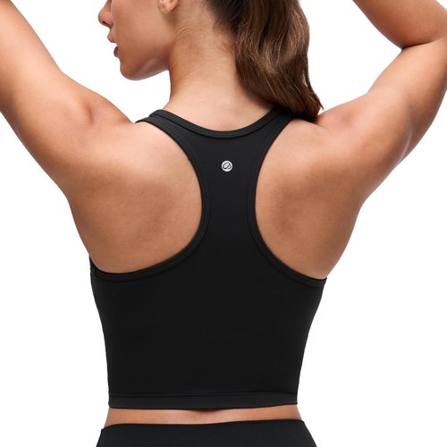 CRZ YOGA Butterluxe Racerback Crop Tank - Padded Y-Back Longline Sports Bra for Yoga & Workouts