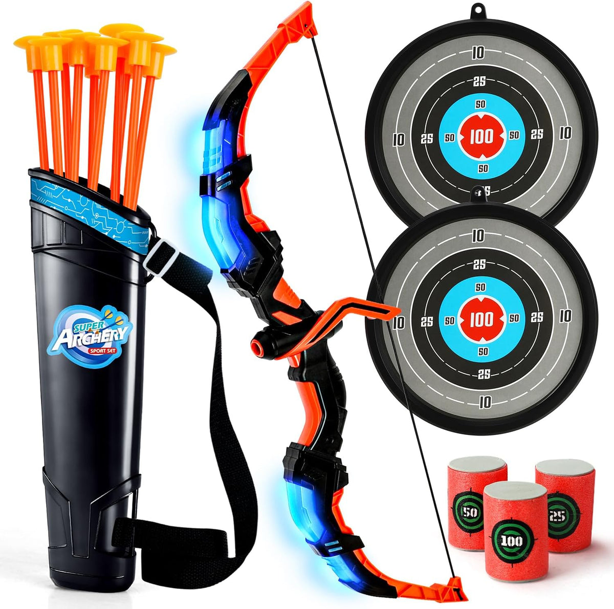 TOY Life Bow and Arrow Set - Light Up Archery Toys for Kids Ages 4-12 | Includes Targets & Perfect Gift