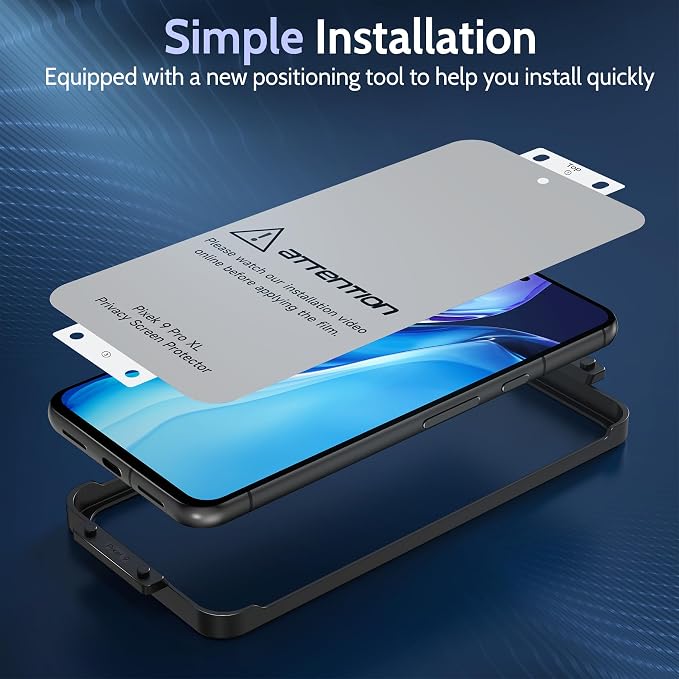 3 Pack for Google Pixel 9 / Pixel 9 Pro Privacy Screen Protector, Fingerprint