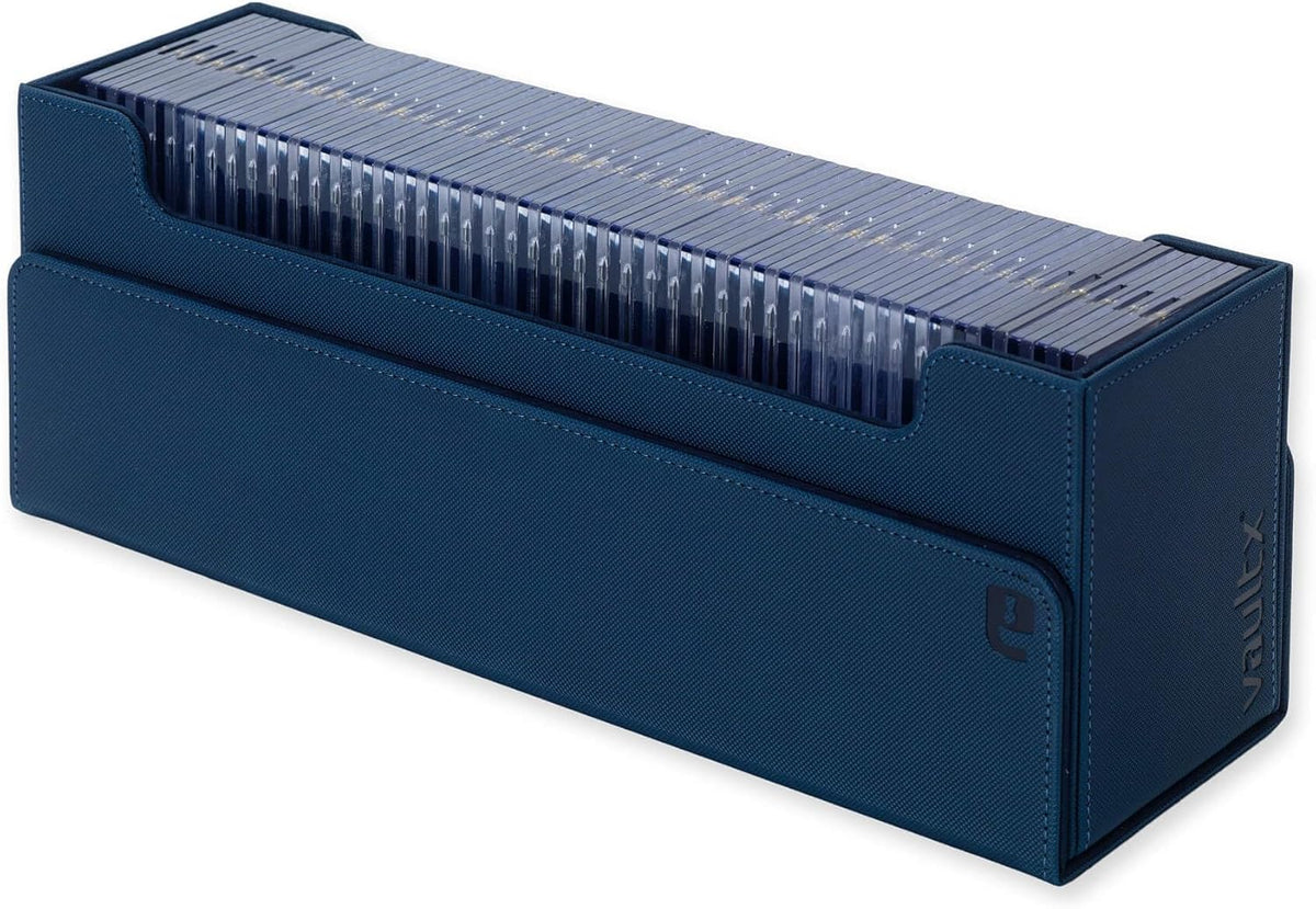 Vault X Trading Card Storage Box - Premium Exo-Tec Material, Detachable Magnetic Lid & Organizers | Blue