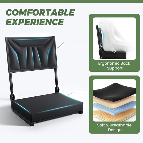 Jocoevol Stadium Seats - Portable Bleacher Chair with Back Support & Cushion | Ideal for Sports Events & Concerts