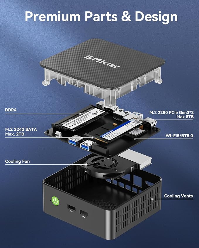 GMKtec G3S Mini PC Computers Intel N95 Processor (Turbo 3.4GHz) | 8GB DDR4 256GB SSD Desktop Computer 4K Dual HDMI Display/3x USB3.2/WiFi 5 BT5.0/RJ45 Ethernet