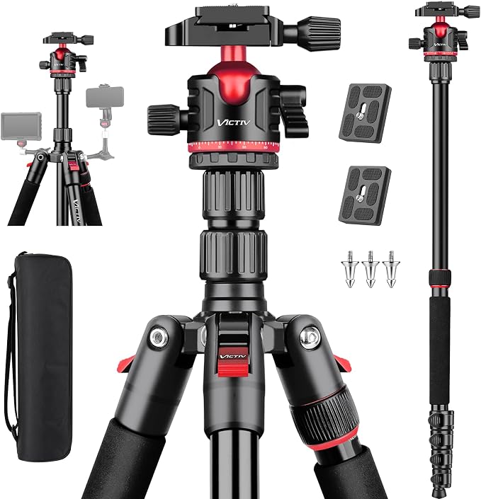 78" Porfessional Tripod for Camera & Phone, Victiv Aluminum Camera Tripod