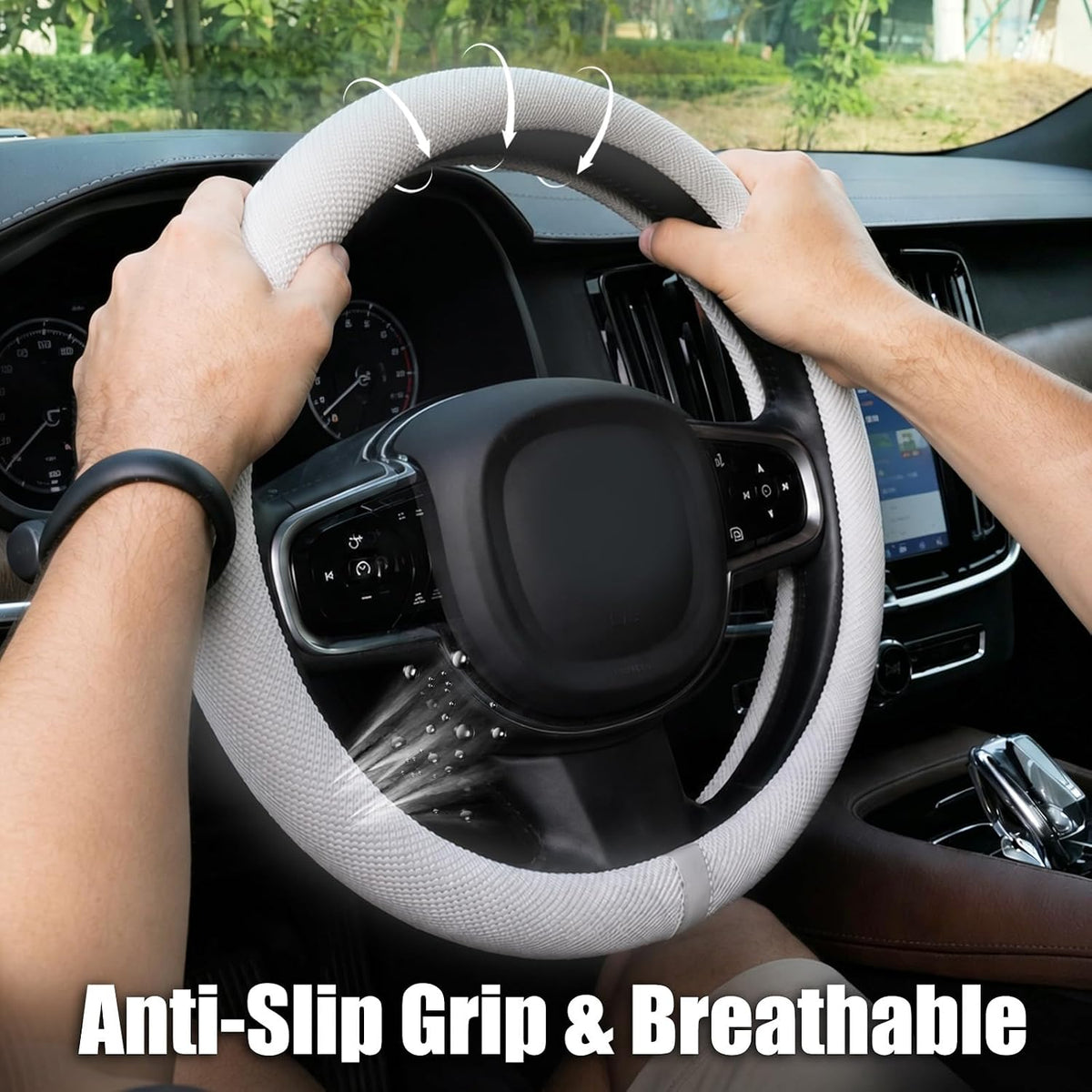 15 Inch Silicone Steering Wheel Cover for Women Thermoregulating All-Season