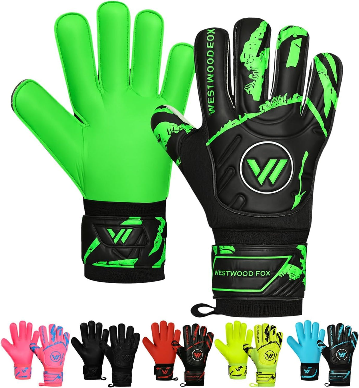 Westwood Fox Goalkeeper Gloves - Heavy Grip Palm with Finger Protection for Kids & Adults | 4+3 mm Latex