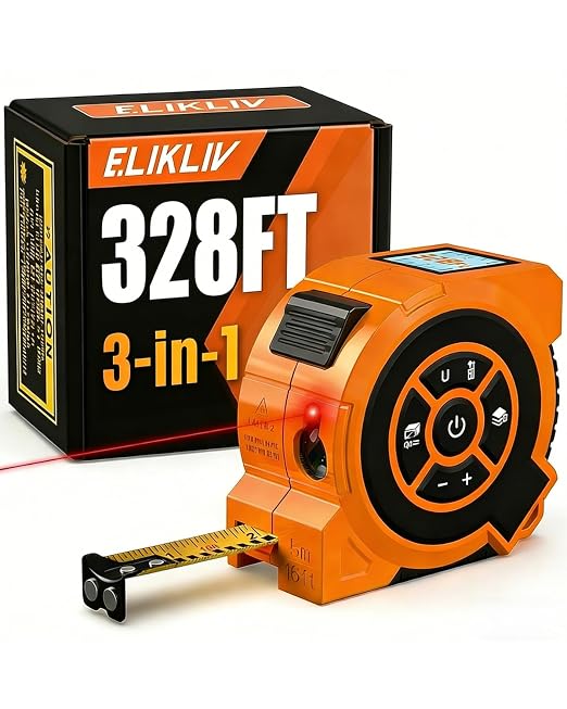 328Ft 3-in-1 Digital Laser Tape Measure Rechargeable Measuring Tool &16Ft