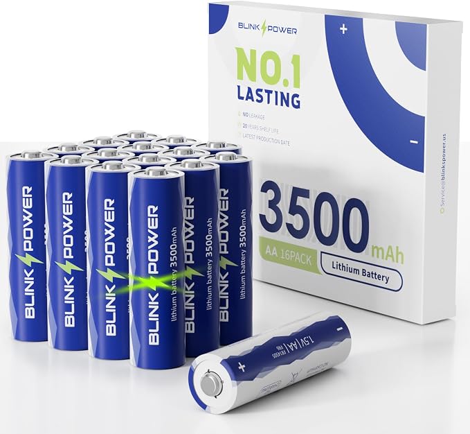 Blinkspower Lithium Batteries AA 16 Pack, 3500mAh NO.1 Lasting 1.5V Double A