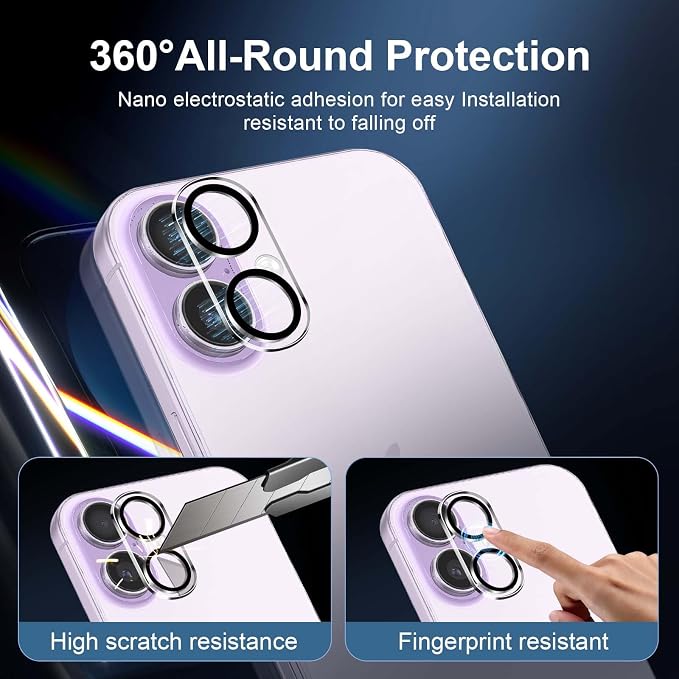 NEW'C 3x Screen Protector for iPhone 17+ 3x Camera Lens Protector, Sensor