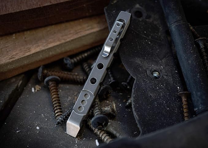 TEC Accessories Ti-Pry Mini Pry Bar Keychain - Pocket Pry Bar EDC Prybar Titanium Tool - Durable and Lightweight Mini Prybar Gear Bottle Opener Multi Tool for Men and Women (Pocket Edition)