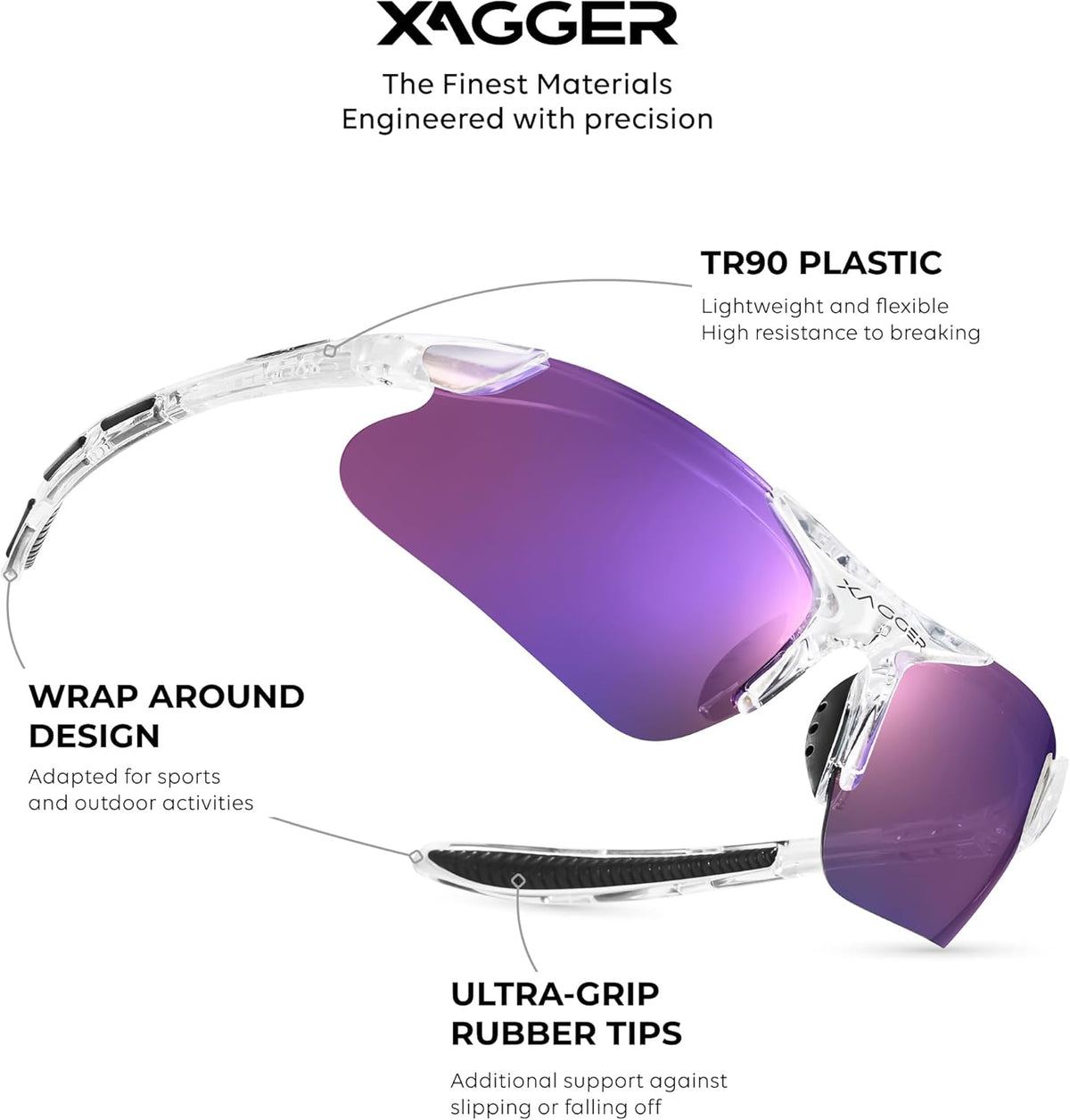 Xagger Kids Polarized Sports Sunglasses - Durable TR90 Frame for Boys & Girls | Baseball & Softball