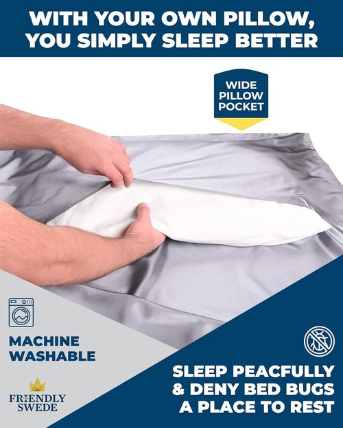 Friendly Swede Sleeping Bag Liner - Ultralight Polyester or Microfiber Adult Sleep Sack | Travel Sheets with Pocket-Sized Stuff Sack