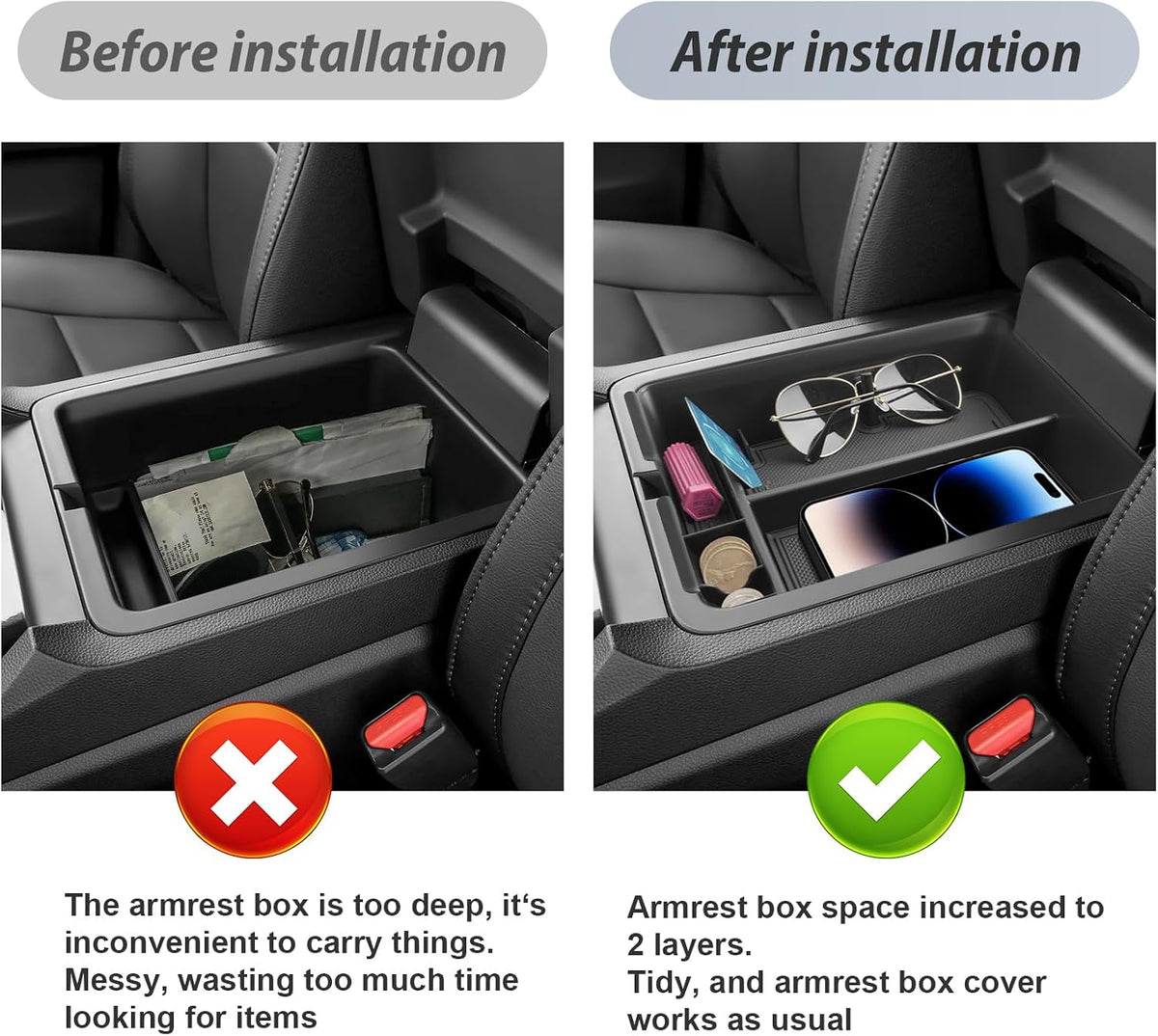 SKTU 2-Pack for 2026 2027 Honda Passport Center Console Organizer 2026 2027 Passport Console Tray & Wireless Charging Mat Honda Passport 2026 2027 Accessories Silicone Console Non-Slip Pad