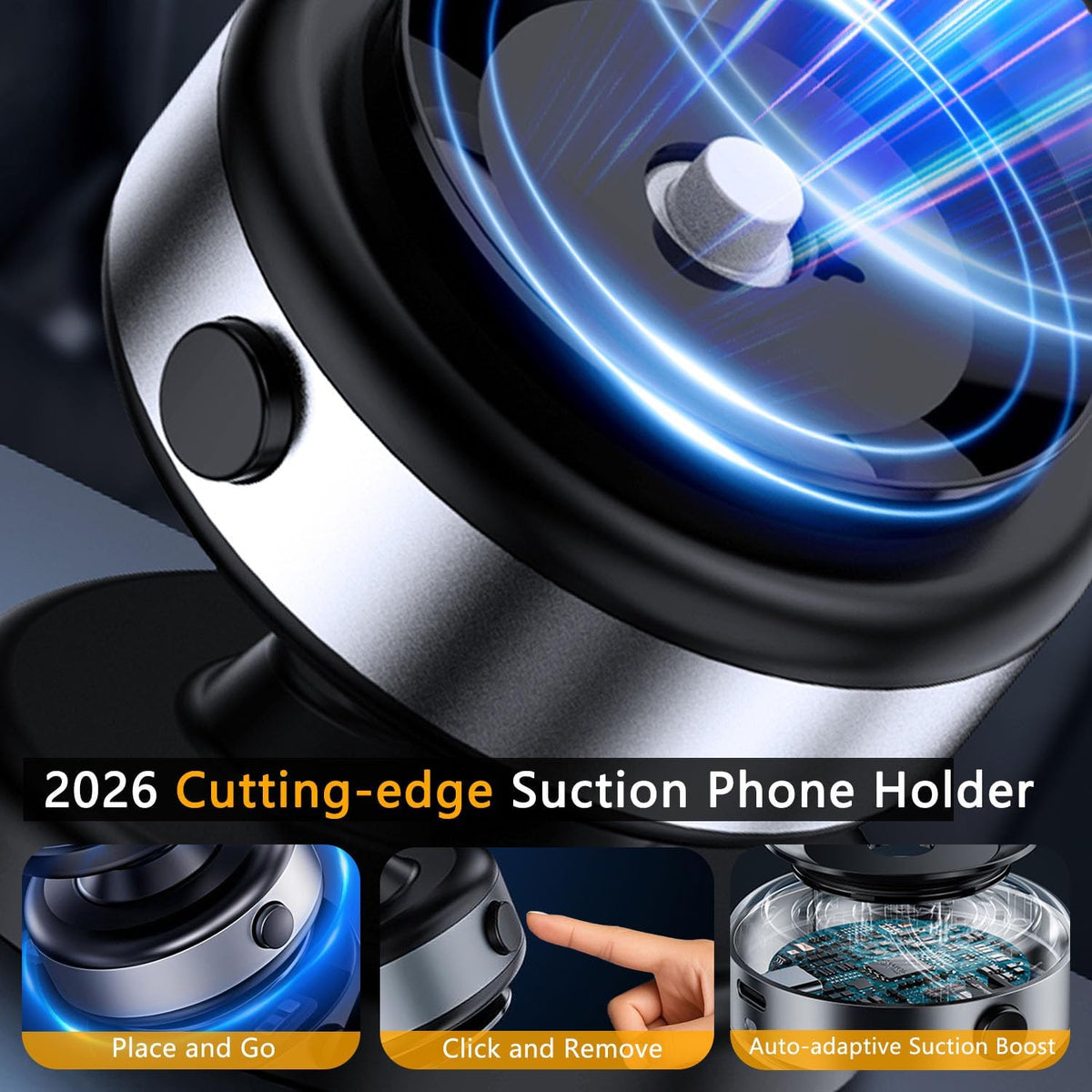 Electric Vacuum Magnetic Phone Holder for Car/Gym/Mirror/Marble Wall, Auto-Seal & Quick Release Suction Cup Phone Mount, 360° Adjustable for MagSafe Car Phone Mount for iPhone 17/16 Pro Max