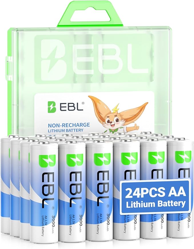 EBL AA Lithium Batteries 24 Pack, 3000mAh 1.5V Double A Battery, Long-Lasting