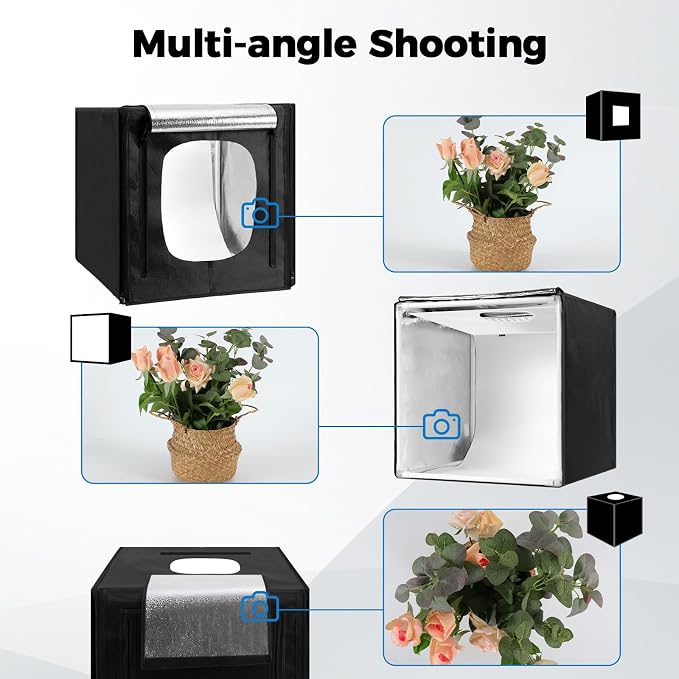 Photo Light Box, Portable 12/16/20/24/32 Inch Photo Studio LightBox, Shooting