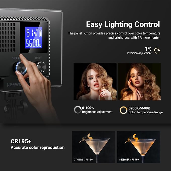 NEEWER Basics 9" LED Light Panel, 3200-5600K Edge Lit Dimmable Camera Soft Key
