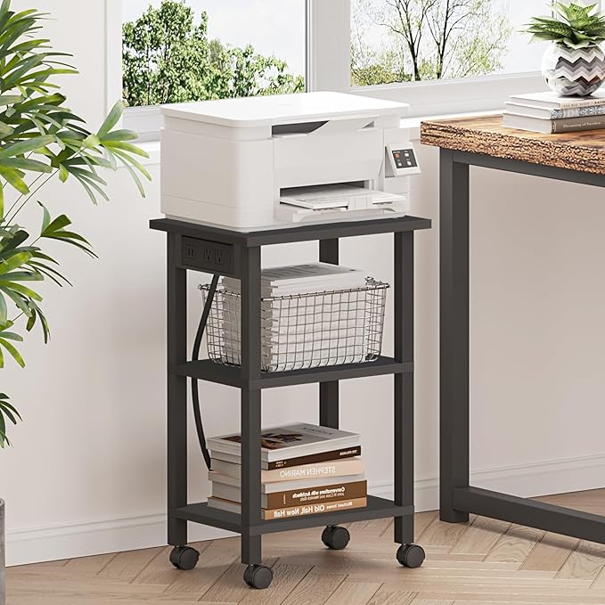 TUTOTAK 3 Tier Printer Stand, Rolling Printer Cart