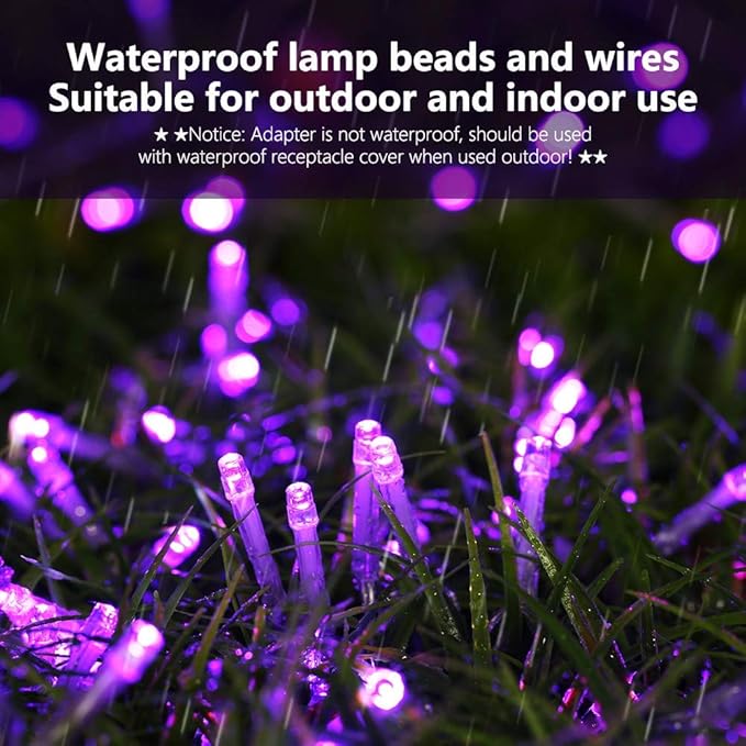 Christmas String Lights Purple - 220 LED 25m/82ft 8 Modes End-to-End Plug in Indoor/Outdoor Waterproof Decorative Inside/Outside Fairy Twinkle Xmas Tree Lights for Halloween/Wedding/Patio/Room/Home