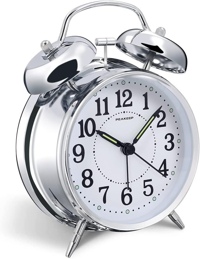 Peakeep 4 inches Twin Bell Loud Alarm Clock