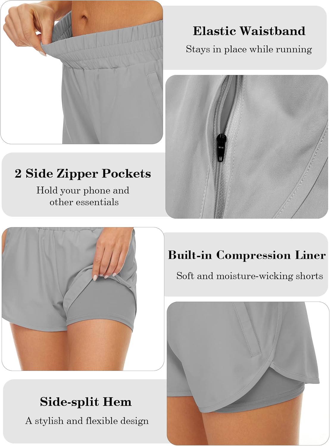 Skiennix Athletic Shorts for Women - Quick Dry High-Waisted Running Shorts with Pockets | 2 Pack