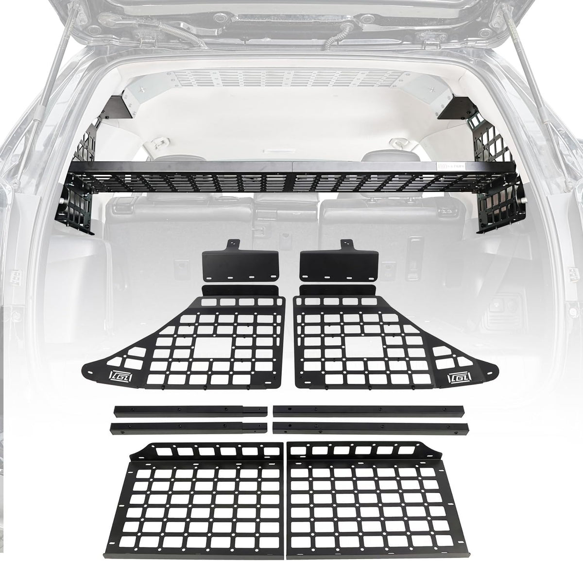 HIGH FLYING for Toyota 4Runner 2010-2024 Car Accessories Modular Storage Molle Panel System Trunk Shelf Luggage Carrier Cargo Racks Trunk Organizer Aluminum Alloy Whole Kit