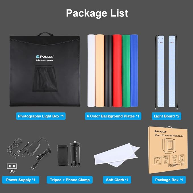 PULUZ Light Box 24x24in, Portable Photo Studio Light Box