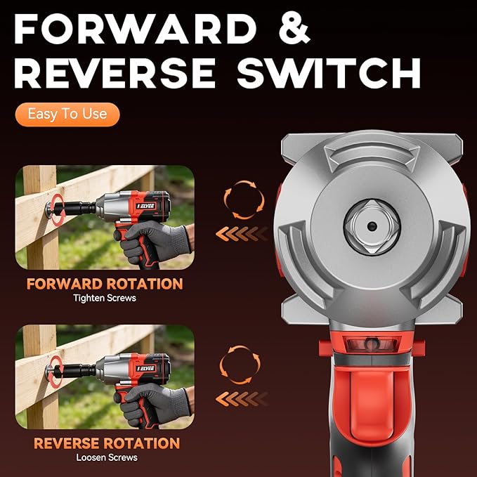 996Ft-lbs (1350N.m) Impact Wrench, 1/2" Cordless Impact Driver, 21V Brushless Impact Gun, High Torque Impact Wrench with 2x4.0Ah Battery, Power Motor Variable Speeds for Car/Pickup Truck/Mower