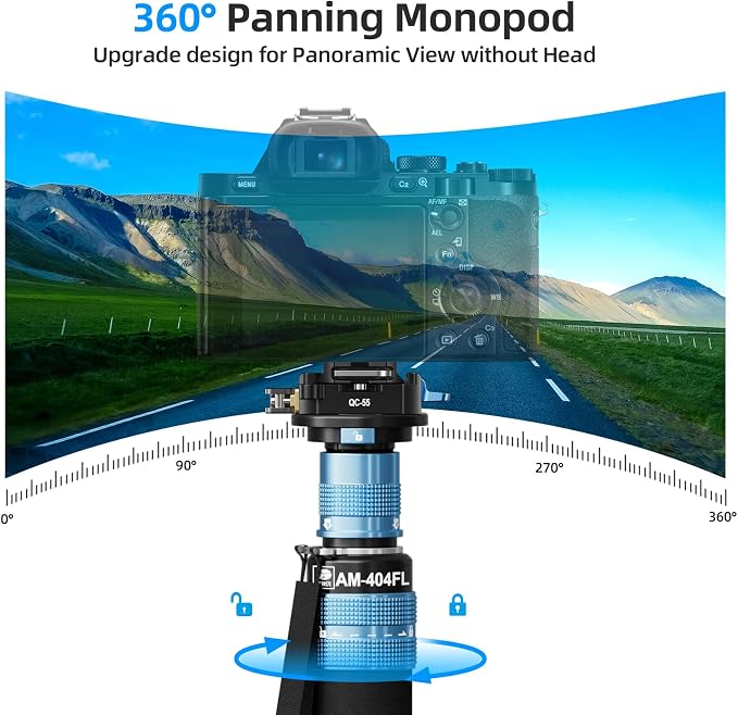 SIRUI 75.8" Monopod with Feet, Professional Aluminum Travel Monopod