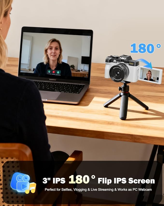 NBD 8K Digital Cameras for Photography, 64MP Camara Fotograficas, Travel
