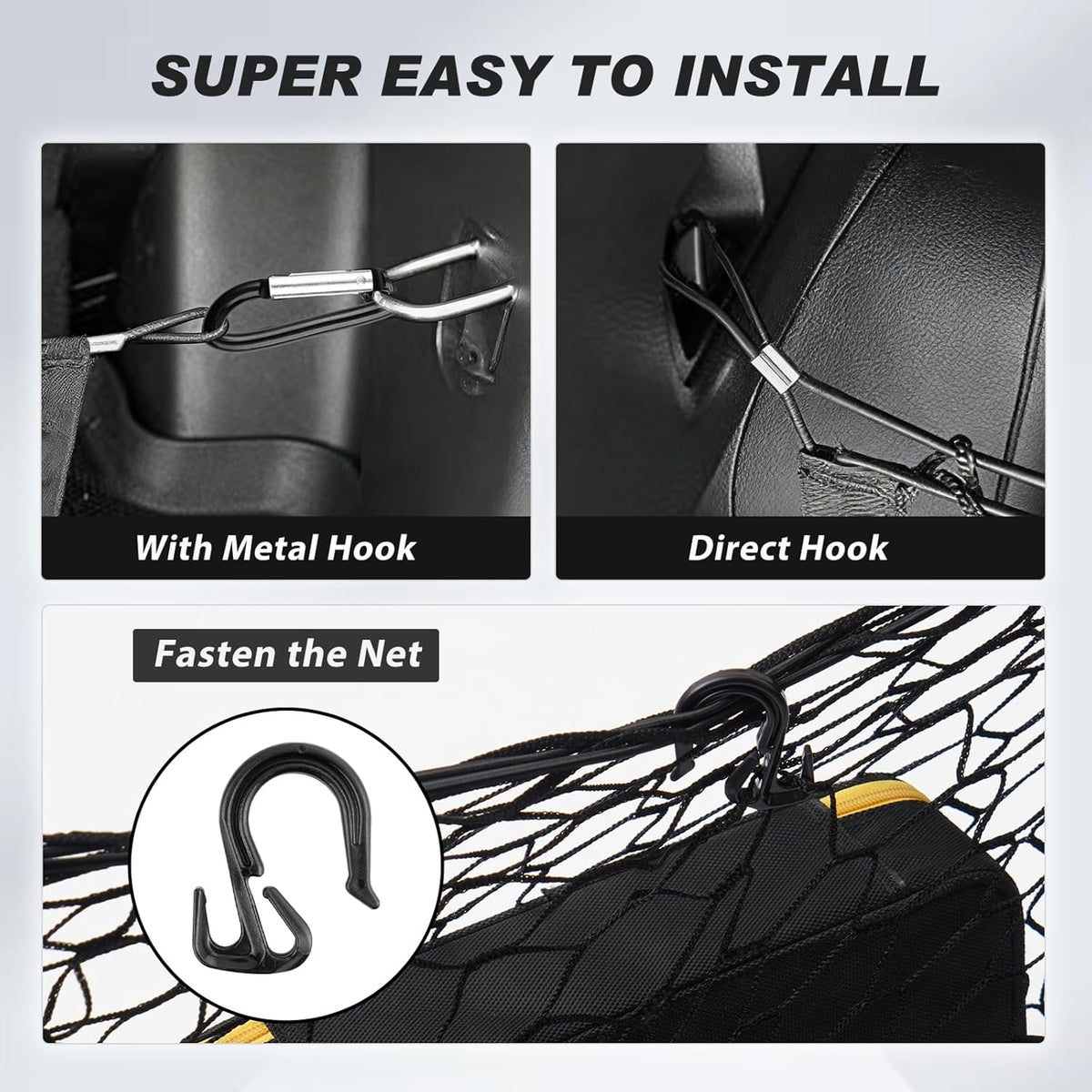 Karltys Envelope Style Cargo Net for 2021-2024 2025 2026 Kia Sorento, Heavy Duty Rear Trunk Mesh Cargo Net for 2025 Sorento Accessories, Elastic Mesh Netting Organizer with Metal Hooks