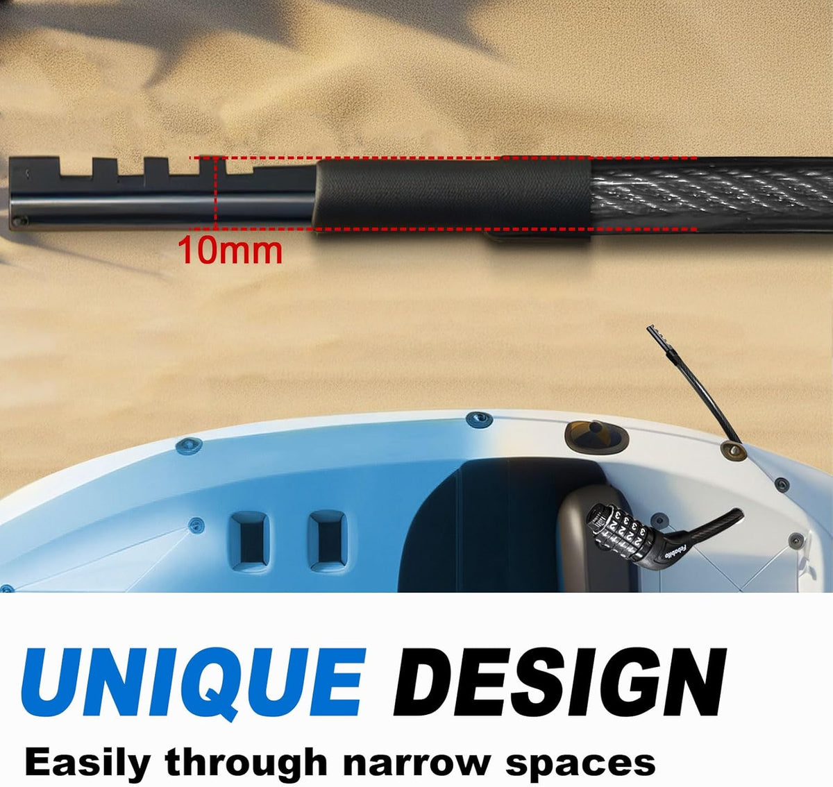 Skiennix Long Cable Lock - Extra Long 5ft to 25ft Bike Lock with Resettable Combination | Ideal for Kayaks, Scooters, and Paddle Boards