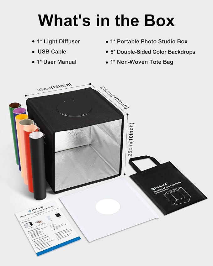 PULUZ Mini Photo Studio Light Box, Photo Shooting Tent kit, Portable Folding