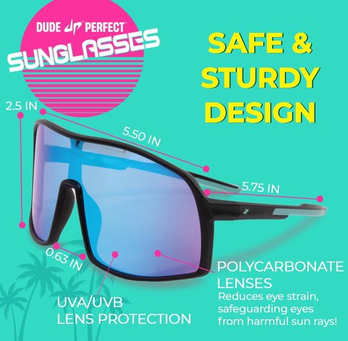 Dude Perfect Sunglasses - 2-Pack Black & Camo | Sporty, Durable UV-Protective Shades for Active Kids
