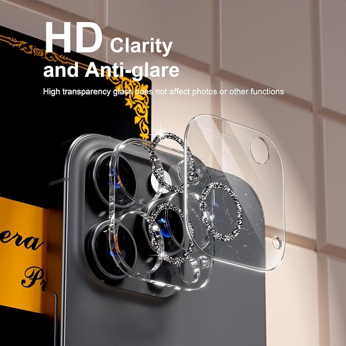 for 6 Pack iPhone 15 Pro/iPhone 15 Pro Max Camera Lens Protector 9H Tempered