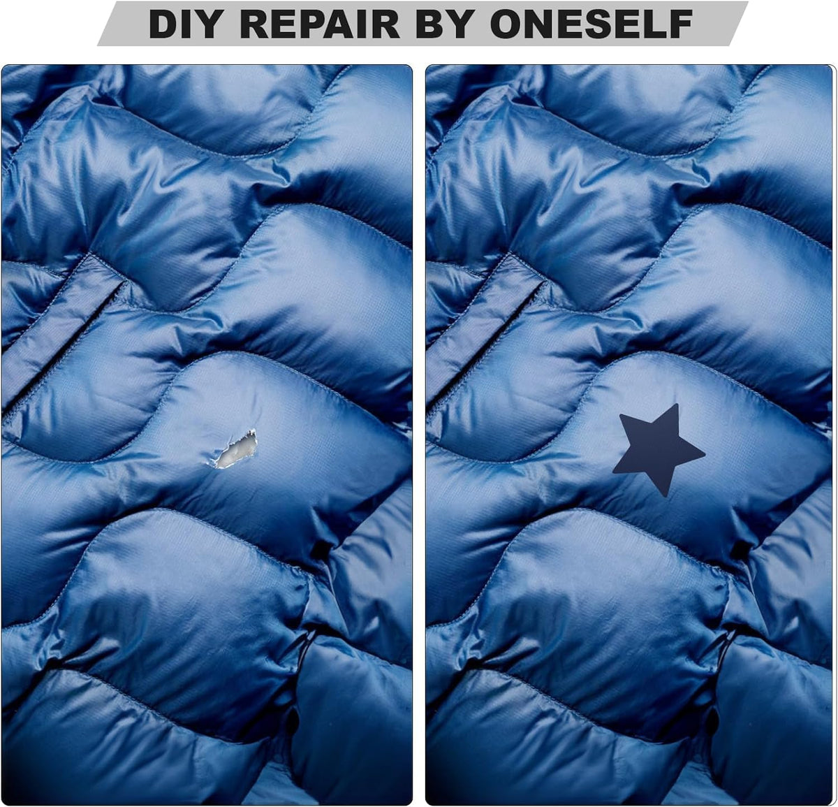 OAZ Nylon Repair Patches - 8 Self-Adhesive Waterproof Fabric Patches for Outdoor Gear | Gray/White, 7.87 x 5.9 Inch