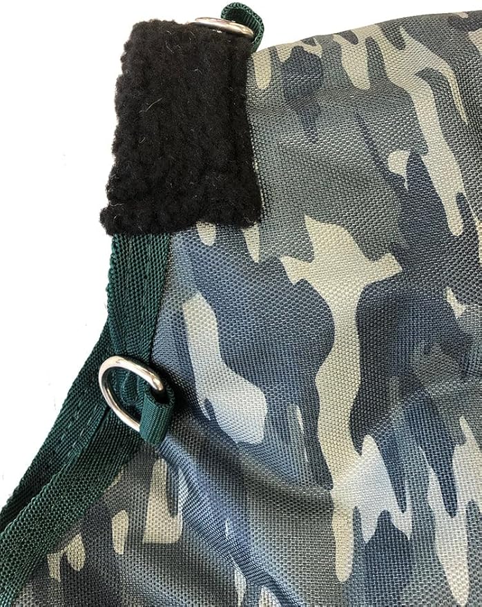 AJ Tack 1200D Waterproof Winter Horse Blanket with Hood - 400g Heavyweight Turnout with Fleece Collar, Shoulder Gussets & Tail Flap - Camouflage 72"