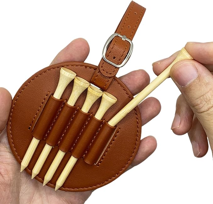 Personalized Golf Bag Tag with Tees - Custom Name & Pattern Leather Golf Accessories Gifts for Men Women Golfers